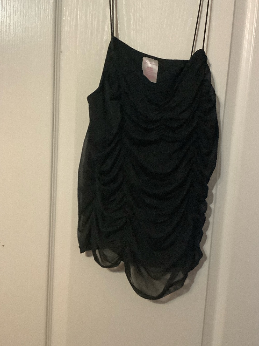 No Boundaries Black Ruched Sheer Spaghetti Strap Camisole